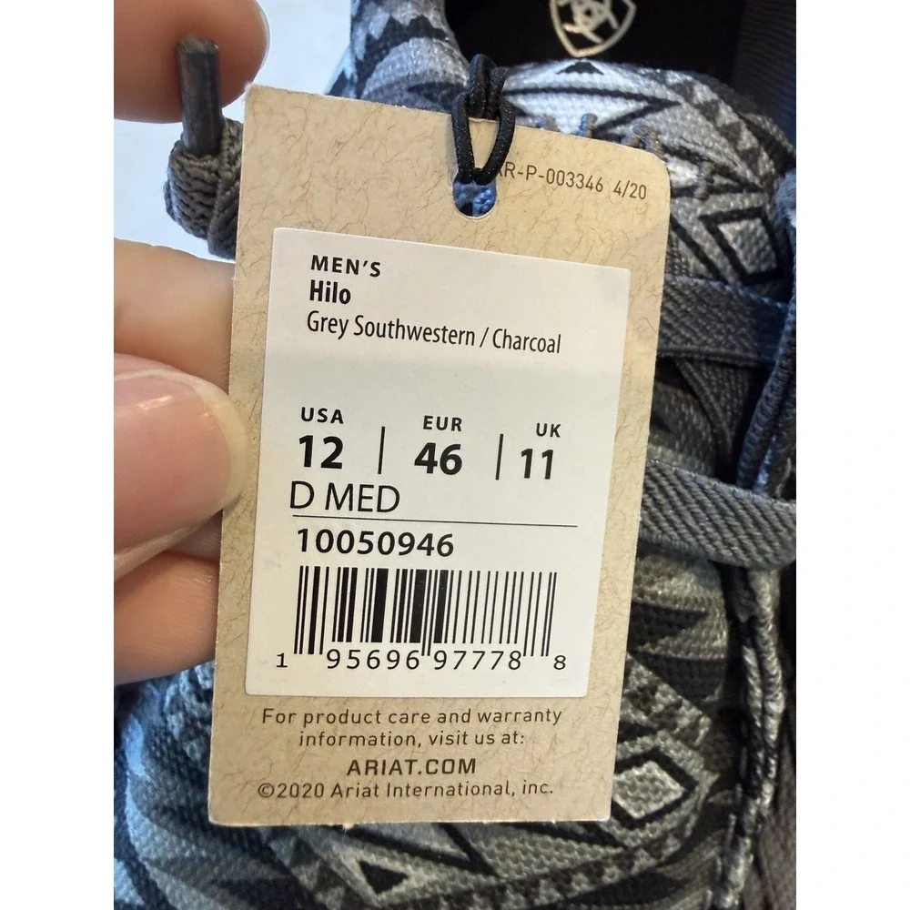 Ariat Men's Hilo Grey Southwestern Slip On Shoes sz 12 D Charcoal 10050946 - Picture 6 of 6